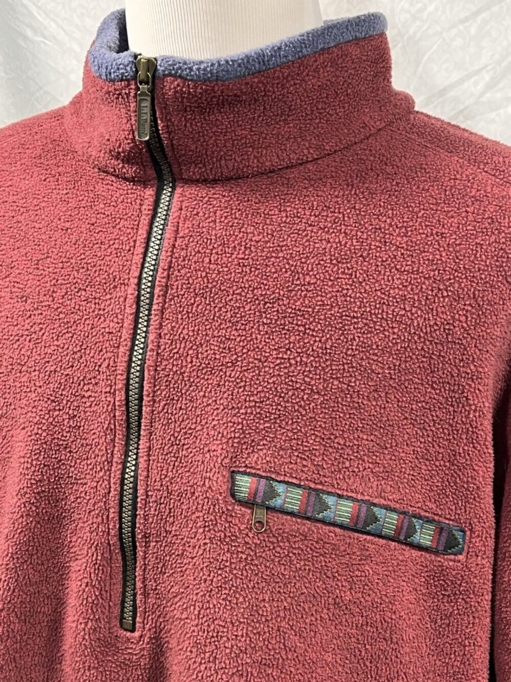 Vtg L.L. Bean Jacket Mens 2XL Red Fleece Anorak 1/4 Zip Ski Pullover 90s - Picture 2 of 10